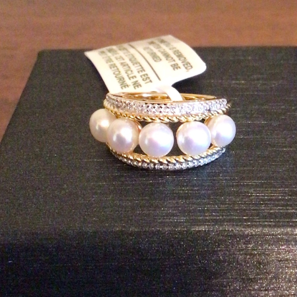Sterling Silver Pearl Band Ring